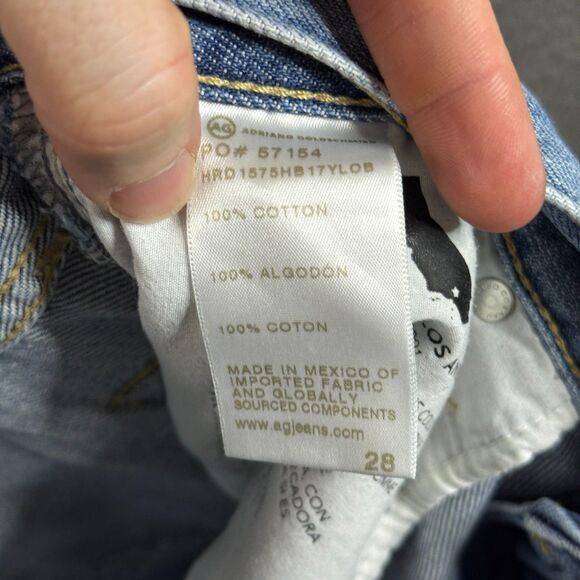 AG Ex-Boyfriend Jeans Womens 28R Blue Slouchy Slim AG-ED Denim Distressed Japan - Picture 7 of 16